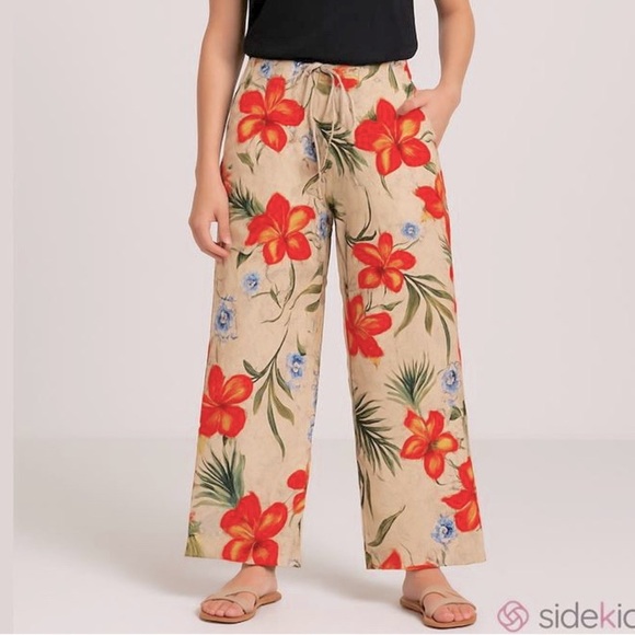 White Stag Size L (12-14) Tropical Print Drawstring Waist Beach Pant w/ Pockets - Picture 7 of 7